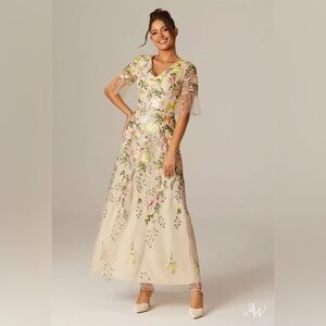 AW Carole Pastel Floral Embroidered Dress MOB Derby Wedding Garden Party 8